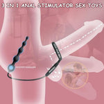 Silicone Anal Plug With Penis Cock Rings Adult Anal Sex Toys For Women Men, Flexible Silicone Anal Beads Butt Plug Massager Graduated Design Bullet G Spot Stimulor For Couples Play