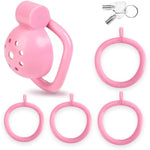 Male Chastity Devices, Chastity Device With 5 Sizes Rings And Invisible Lock For Man Penis Exercise Bondage Gear & Accessories(Pink)