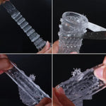 Penis Sleeve Cock Sleeve Male Sex Toy, Transparent Penis Extender Enlargerment Girth Enhancer For Men, Reusable Condom Penis Extension With Realistic Texture Scales, Penis Ring Adult Couples Sex Toys