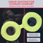 F-81 Liquid Silicone Cock & Ball Double Ring – Soft Stretchy C-Ring For Larger Erections – Waterproof Dual Band Penis Ring In 3 Sizes & Colors – Black, Blue, Glow (Glow, Medium)