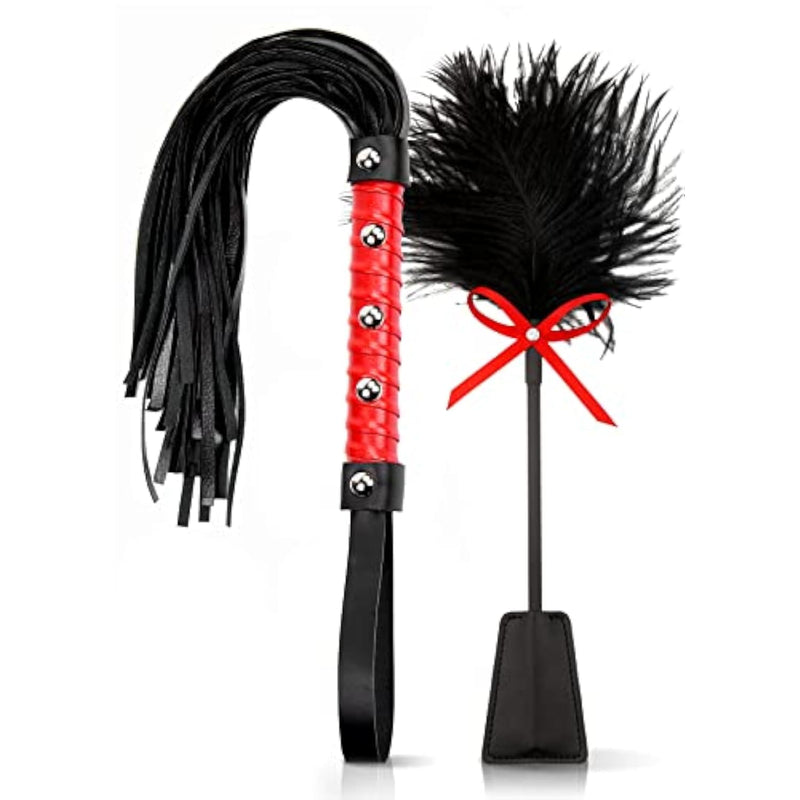 Adult BDSM Bondage Set with Soft Flogger and Feather Tickler