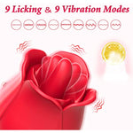 Rose Toy Vibrator For Women, Tongue Licking Mini Clitoral Vibrator Stimulator With 9 Vibrating Pleasure For Clitoris & Nipple Stimulation, Adult Sex Toys & Games For Women Couples