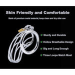 Male Chastity Device Cock Cage With 3 Sizes Of Rings, Premium Metal Silver Locked Cage Adult Sex Toy For Men, Lock And 3 Keys Included