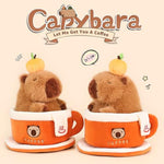 Coffee Cup Capybara Plush 9 Inch Cute Capibara Stuffed Animal Soft Plushies Toys Gifts For Kids Adults Brown