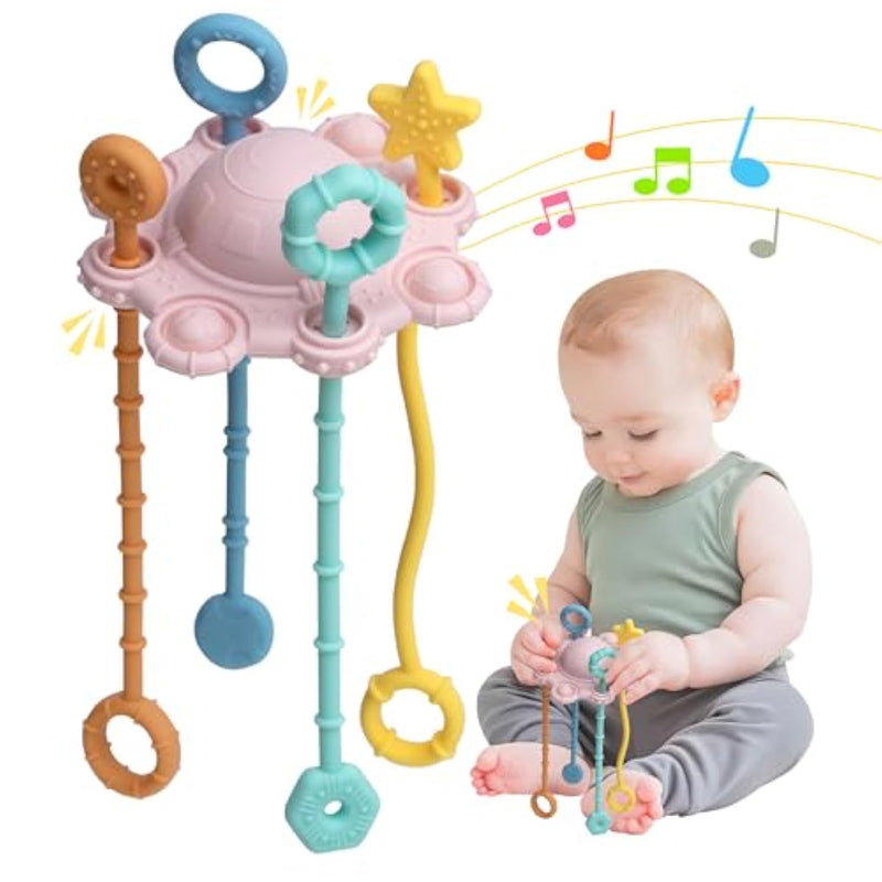 Montesorri Toys Pull String Toys For Baby Made Of 100% Food Grade Silicone