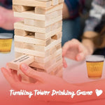54 Pcs Wooden Tumbling Tower Drinking Game, Block Stacking Game For Couples, Adult Date Night Blocks Best Gift For Couples- Ages 21+