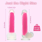 8 Inch Liquid Silica Gel Luminous Realistic Dildo With Flared Suction Cup Base For Hands-Free Play, Flexible Dildo With Curved Shaft And Balls For Vaginal G-Spot And Anal Prostate,Pink