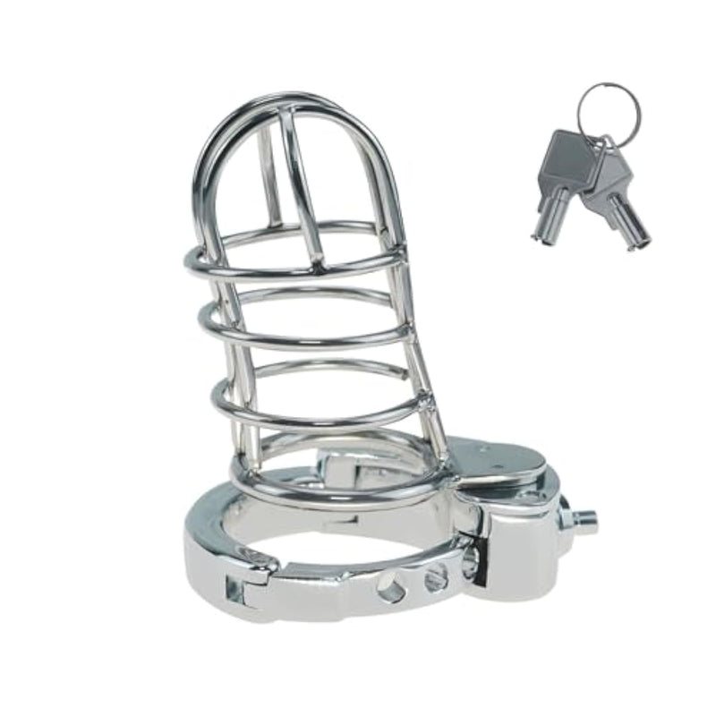 Hollow Chastity Cage With Concealed One-Touch Lock For Men,Adjustable 304 Stainless Steel Chastity Belt For Mens Sm Fetish Bondage Sex Toys