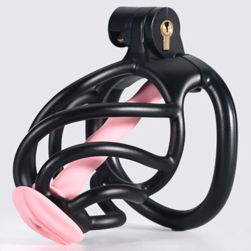 Male Chastity Cage, Small Chastity Device With 5 Sizes Rings And Urethral Sound For Man Penis Exercise Bondage Gear & Accessories Lightweight Adult Sex Toys Hollow Design (Tight Size - Black)