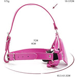 Leather Bondage With Silicone Dildo Mouth Gag Adjustable Head Bdsm Fetish Slave Restraints Stimulating For Men Women Couple(Pink)