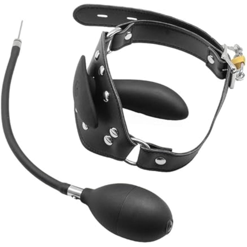 Inflatable Gag Silicone Dildo Mouth Gag Bondage Restraint Adjustable Strap On With Lock Open Mouth Plug Ball Bag Bondage Gags Mouth Sex Toys Slave Adult Bdsm Sex Games For Fetish Couples Unisex