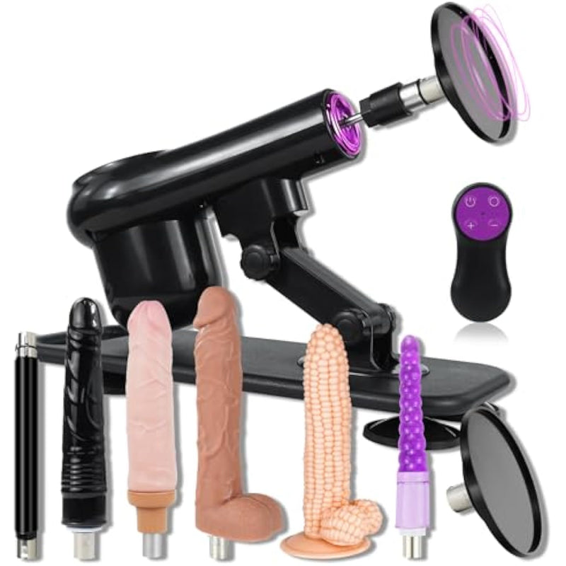 Sex Machine Thrusting Dildo Machine With Dildo Attachments And Remote Control, Automatic Sex Thrusting Machine For Women With Suction Cup Adapter, Adult Sex Toys With 7 Attachments 3Xlr Connector