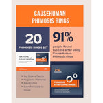 Causehuman Phimosis Stretching Rings Set (20 Rings) - Safe & Effective - Proven Results - Labelled Phimosis Rings - Free Stretching Tool