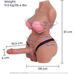 Shemale Sex Doll 25.4 Lbs Torso Sex Toys With 7.9 Inch Realistic Dildo Vagina Anus Soft Breasts Unisex For Vaginal And Anal Insertion Trans Doll For Couples Men Women Masturbation Adult Toy