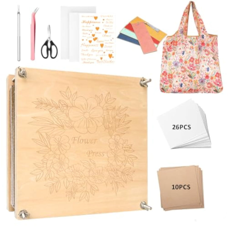 11 x 11 Inch Large Flower Press Kit with Storage Bag for Pressed Flower Crafts