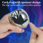 Thick Penis Ring Sex Toys With Spanner Stainless Steel Cock Rings Adult Scrotal Weighted Pendant Sm Bondage For Men Chastity Training (M)
