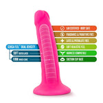 Neo Sensa Feel Dual Density Super Soft Squishy 6 Inch Cup Realistic Suction Cup Dildo - Neon Pink