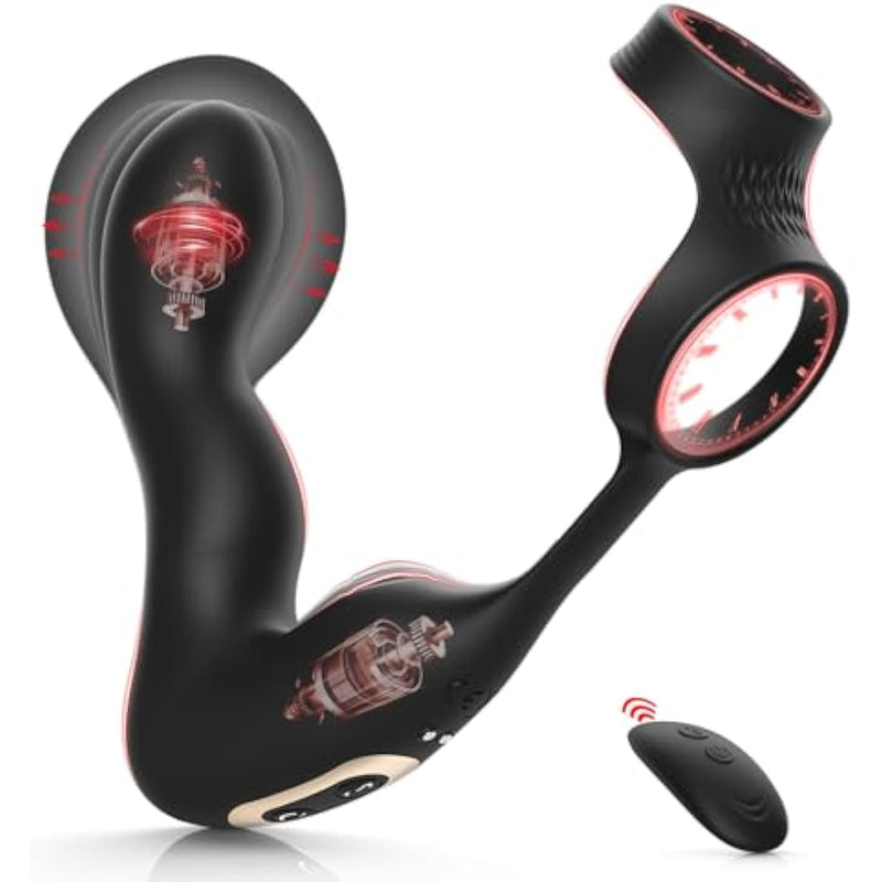 Prostate Massager Anal Toys With Auto Inflation And 10 Vibrating Modes, Inflatable Butt Plug Anal Plug Male Sex Toys For Men With Cock Ring, Remote Control Prostate Vibrator Dildo For Adult