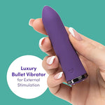 Desire Bullet Vibrator - 3.5 Inch Silicone Mini Bullet Massager With Tapered Tip - Multispeed Bullet Vibrator For Women With Storage Case - Rechargeable & Waterproof - Purple