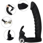 Vibrator Strap On Dildo Double Penetration Cock Rings Rabbit Vibrator Anal Plug Sex Toys Silicone Butt Plug Strapon Enhancer 7 Speed Adult Women Pleasure