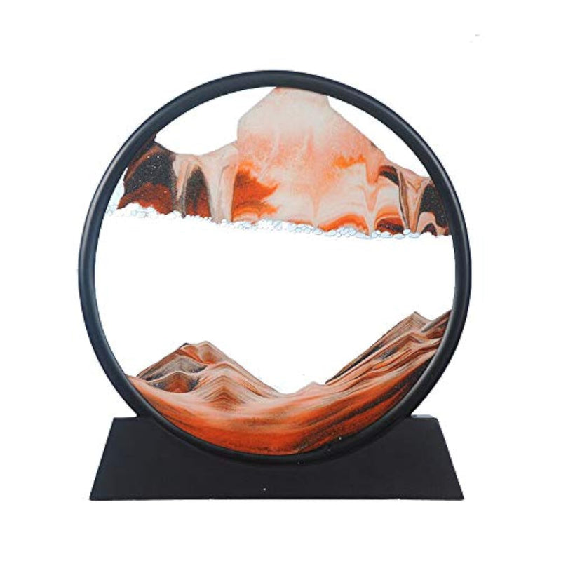 Deep Sea Sandscape 3D Glass Display with Flowing Sand Artwork, Orange, 7" Diameter