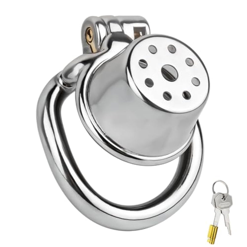 Hollow Shower Chastity Cage Sex Toy With Concealed Lock Design And 2 Keys, Stainless Steel Flat Chastity Device For Male Penis Sm Slave Bondage, Smooth And Durable (45Mm)