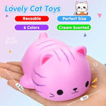 Cat Squishies Stress Balls For Adults Kids: 6Pcs Jumbo Animal Squishies Slow Rising Fidget Sensory Toys Classroom Prizes Party Favors Valentines Gifts Easter Goodie Bags Christmas Stocking Stuffers