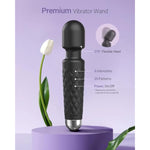 Vibrator Wand, Female Adult Sex Toys, Vibrators For Her, Wand Massager, Clit Stimulator Sex Toy, Dildo, With 8 Speeds Of Pleasure & 20 Patterns, Powerful, Waterproof (Deep Black)