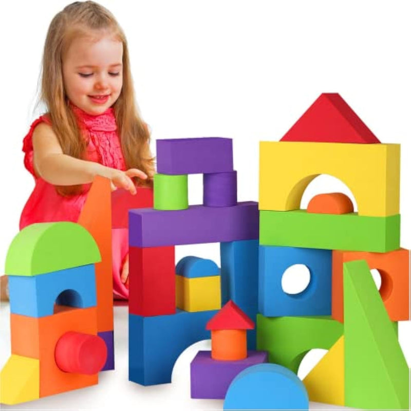Large Building Foam Blocks For Toddlers – Giant Jumbo Big Building Blocks (30 Pieces)