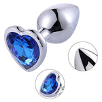 Anal Butt Plug Trainer Kit 3 Pcs Metal Anal Dilator With Different Sizes Adult Anal Sex Toys With Heart Shaped Jewelry Base For For Beginners Advanced Users (Deep Blue)
