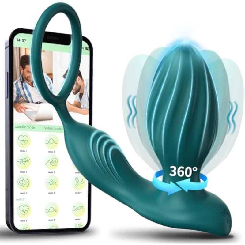 Anal Plug Adult Sex Toys Rotating Penis Ring Vibrating Butt Plug With App Control 9 Vibrating Rotations, Male Sex Toys For Prostate Massage, Penis Vibrator For Men And Women