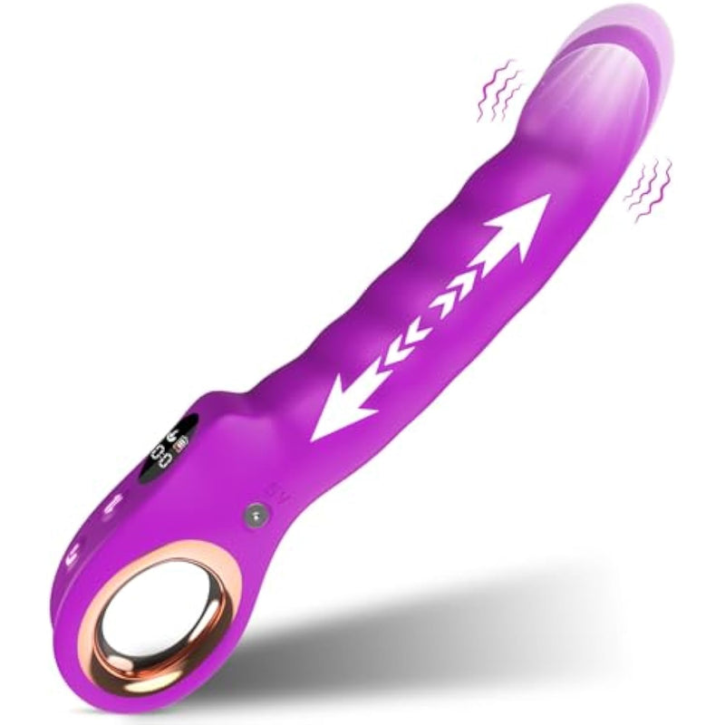 Sex Toys Thrusting Vibrator, G Spot Vibrator Clitoral Vibrators Hollow Handle With Powerful 7 Thrusting & 7 Vibrating Modes, Anal Dildo Toys With Lcd Display, Wand Massager Adult Sex Toys For Female