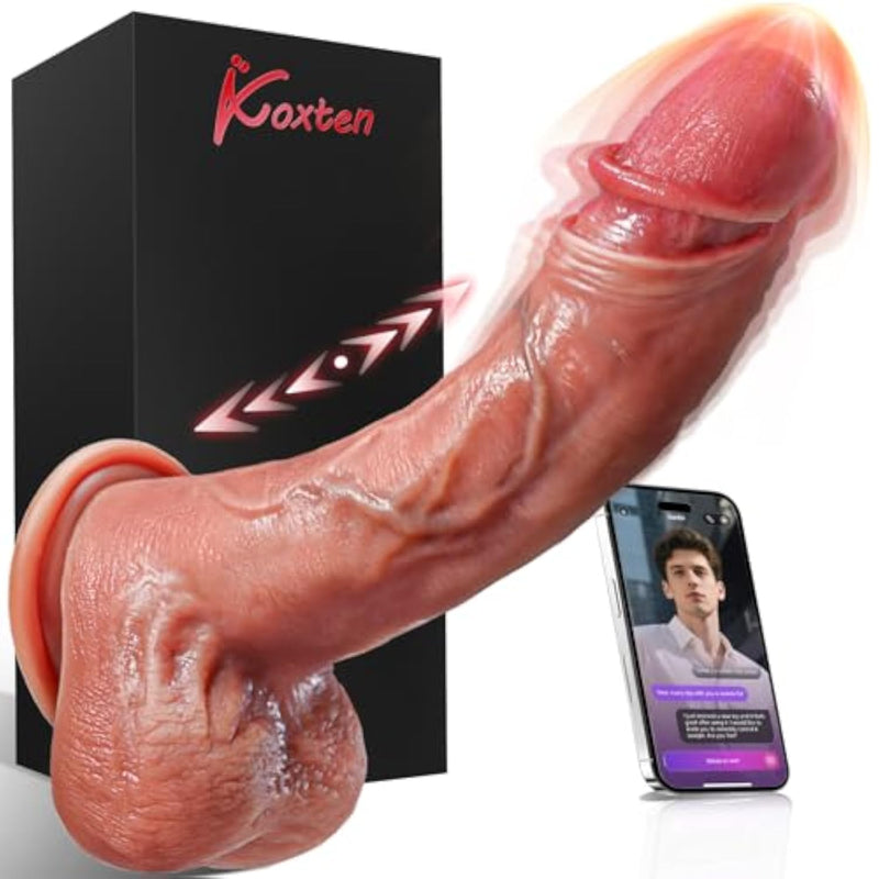 Realistic Thrusting Dildo with App Control and 9 Vibe + 9 Thrust Modes for Women's Pleasure