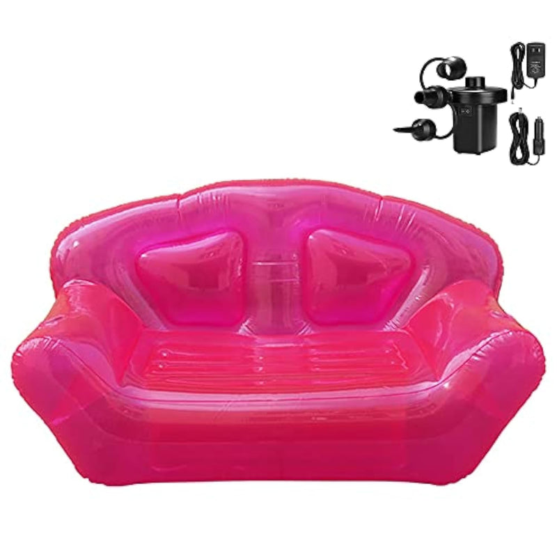 Inflatable Deck Chair With Air Pump, Pvc Lounger Sofa For Indoor Living Room Bedroom, Outdoor Travel Camping Picnic Beach (Red)
