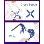 Bdsm Set 8 Pcs Restraint Kits Including Adjustable Leather Handcuffs Collar Ankle Cuff Blindfold Tickler Sex Toys For Men Women And Couples Role Play (Blue)