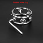 Penis Ring With Metal Rivets Erection Cock Rings For Male With Spanner Stainless Steel Glans Ring Penis Training Bondage Sex Toys For Men Chastity (L)