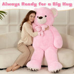 5 Ft Big Teddy Bear, 5 Feet Huge Teddy Bears Stuffed Animals For Girlfriend Wife, Cuddly Gift Life Size Bear On Valentines Birthday, 59 Inch, Pink