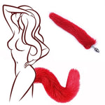 Butt Plug With Fox Tail, Women Stainless Steel Anal Plug With Furry Tail Plug, Anal Toys Buttplug Training, Fox Tail Plug Adult, Sm Sex Toys For Couples Flirt Play Fetish Cosplay (Red)