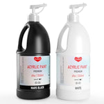 White and Black Acrylic Paint 69oz/2040ml Large Bottle with Pump