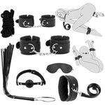 Sex Bondage Kits, Bdsm Restraint Toys 7 Pcs, Handcuffs, Ankle, Cuffs, Clamps, Ball Gag, Blindfold, Rope, Leather, Restraints Set, Sm Sexy Slave Beginner Role Play Toy, Bdsm Kits (Black)