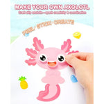 32 Sheets Axolotl Make-A-Face Stickers Mix 'N Match Crafts For Kids Axolotl Party Favors & Activities