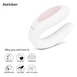 Double Joy Connect App | Partner Vibrator | 2 Strong Power Motors | Waterproof (Ipx7) | Rechargeable Battery | Skin-Friendly Silicone (White)