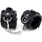 Women And Men Padded Black Leather Bondage Handcuffs And Ankle Cuffs Set, Bondage Restraints Toys Sex Wrist Cuffs And Ankle Cuffs For Sm Games, Bondage Kit Sm Cuffs For Sex Games (Color-1)