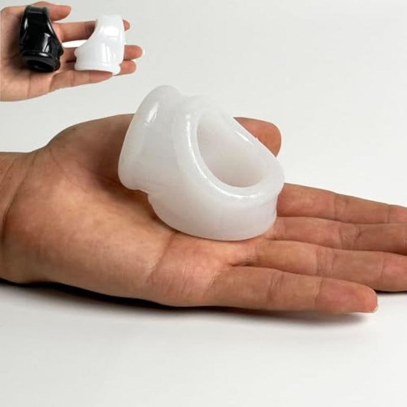 Super Soft Silicone Penis Ring Delay Ejaculation Ball Scrotum Stretcher Triple Cock Ring Erection Enhancing Bdsm Sex Toys For Men (White)