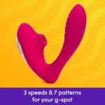 Indulge Clitoral Sucking Vibrator | Vibrating Dildo For Clit & G Spot Double Stimulation Device | Waterproof Clit Sucker | Clitoris Stimulator | Personal Massager Adult Sex Toys For Women