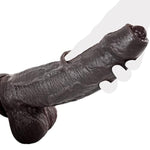2.4In Diameter Huge Bbc Uncut Dildo, Realistic Big Black Dildo With Movable Foreskin, Real Skin Thick Fake Penis G-Spot Stimulation Adult Sex Toys For Men/Women For Anal Play With Strong Suction Cup