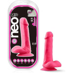 Neo Elite Silicone Dual Density 6 Inch Dildo | Ultrasilk Silicone |Suction Cup Base & Harness Compatible For Hands-Free Fun | Realistic | Waterproof | Neon Pink