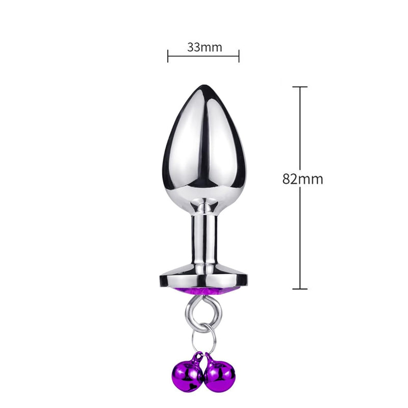 Metal Bell Anal Butt Plug For Sex Heart Shape Crystal Butt Plugs With Traction Luxury Jewelry Design Fetish Anal Butt Plug With Bag