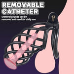 Male Chastity Cage, Small Chastity Device With 5 Sizes Rings And Urethral Sound For Man Penis Exercise Bondage Gear & Accessories Lightweight Adult Sex Toys Hollow Design (Tight Size - Black)