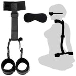 Bdsm Sex Neck To Wrist Restraints Bondage Set - Behind Back Handcuffs Collar With Blindfold Adjustable Bondage Set Bed Games Play Sex Toys For Couples (Black)